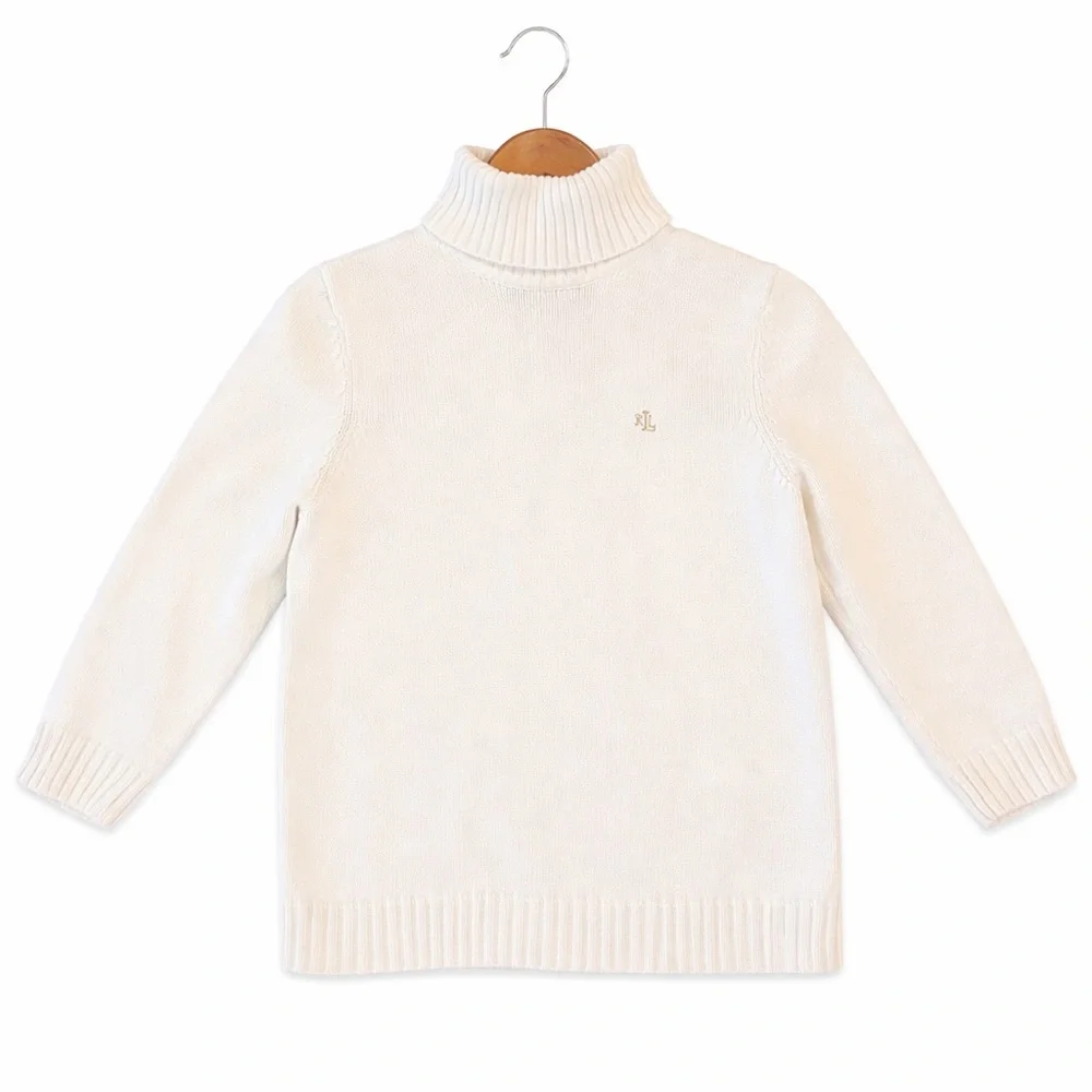 Lauren Ralph Lauren Kids Ivory Cotton Turtleneck Sweater Size M 5/6